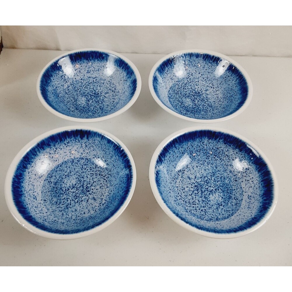 Tommy Bahama Set of 4 Melamine 7 1/4" Bowls Blue Speckle Water Design Beach